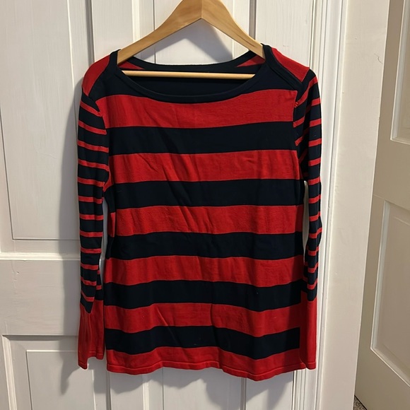 Navy/Red striped sweater. Wide neck. Nautical style! - Picture 1 of 3